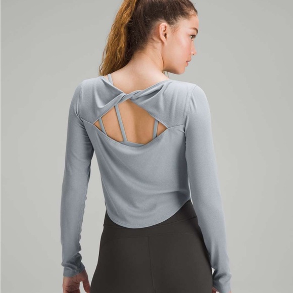 Rare ***Lululemon twist back cropped long sleeve silk modal top - Picture 1 of 16